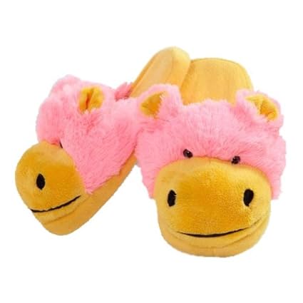 Amazon Com My Pillow Pets Neonz Hippo Slippers Yellow Pink