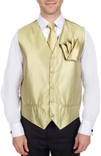 Light Olive Tuxedo Vest - Necktie and Pocket Square Set