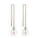 Pearl Dangle Earrings Women Dangle Drop Pearl Earrings Sterling Silver Pearl Earrings for Women,Rose Gold Pearl Drop Earrings (Rose gold-white pearl)