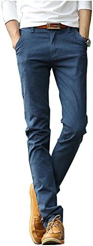 Wsirmet Men's Stylish Linen Straight Leg Slim Fit Iron-Free Stretch Casual Pants