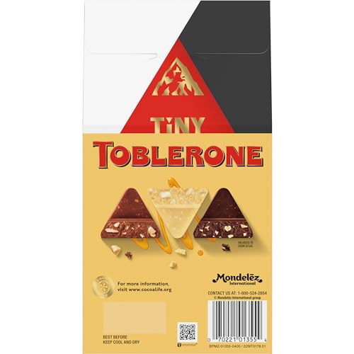 TOBLERONE TINY ASSORTED CHOCOLATE BARS VARIETY PACK (MILK, DARK, & WHITE), 1 GIFT BAG (27 PIECES)