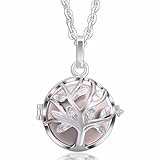 [Life Tree] Eudora Harmony Bola Mexican Ball 18mm Pregnancy Pendant Perfume Necklace 30'' Silver, Peach