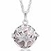 [Life Tree] Eudora Harmony Bola Mexican Ball 18mm Pregnancy Pendant Perfume Necklace 30'' Silver, Peach