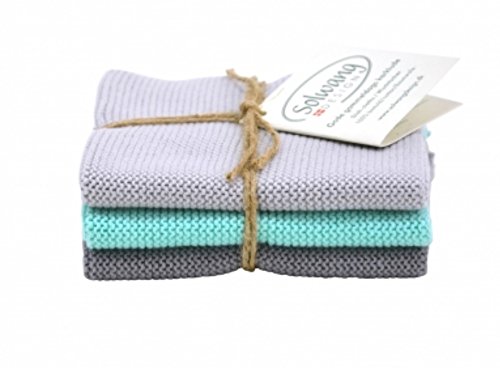 Solwang 913092 Cleaning Cloths Set of 3 Grey Aqua Grey Dark Combi