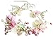 Pearl Flower Crown Floral Garland Headband Flower Halo Headpiece Hair Wreath Boho with Ribbon Wedding Party Photos Festival Pink by Vivivalue