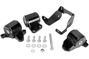 Qiilu Black Engine Billet Motor Mount Bracket kit for 1996-2000 B/D-Series Engine