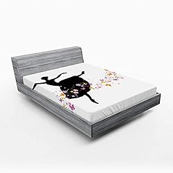 Ambesonne Ballet Fitted Sheet Set, Silhouette of