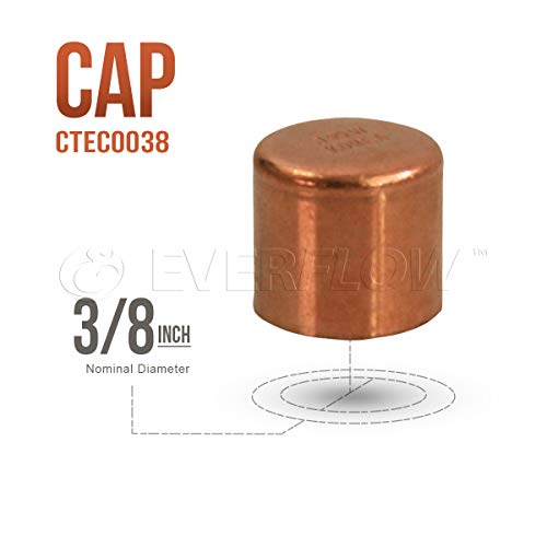 Everflow Supplies CTEC0038-5 Copper Sweat Plug End Cap Pipe Fitting, 3/8, - Thumbnail 2