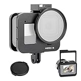 Aluminium Housing Case Alloy Protective Skeleton Frame with 52mm UV Filter and Lens Cap for Gopro Hero 8 Action Camera Black with Rear Door