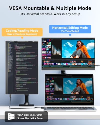Yodoit Portable Monitor 15.6", FHD 1080P Screen IPS 1920×1080 100% SRGB Display with Type C USB Port and Speakers with Smart Cover, Compatible with PC, Laptop, MacBook, Xbox