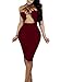 TOB Women's Sexy Bodycon Sleeveless Basic Criss Cross Lace Up Club Midi Dress Wine Red