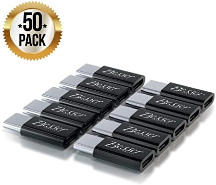 Micro USB C Adapter 50 Pack - Charging and Data Sync and Transfer - Plug Keyboard, Mouse, Memory and Devices in Type C Phone and Laptop Ports - Black - by Besser Products Inc … (50 Pack)