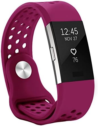 Hanlesi Bands Compatible with Fitbit Charge 2, Soft Silicone Breathable Fashion Sport Strap for Fit bit Charge2 Replacement Original Accessory