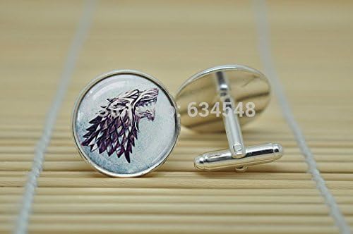 Pretty Lee House Stark Direwolf Game Of Thrones In Silver Cufflinks Glass Cabochon Cufflinks C3026