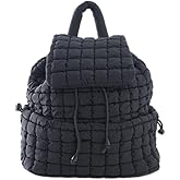 VAKAER Puffer Backpack for Women Lightweight Quilted Hiker Pack with Drawstring Padding Backpacks for Travel Gym (Black)