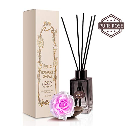 ESSLUX Scent Diffuser, Room Reed Diffuser Premium Quality for Home and Office, Air Freshener & Home Decor & Ideal Gift-Pure Rose