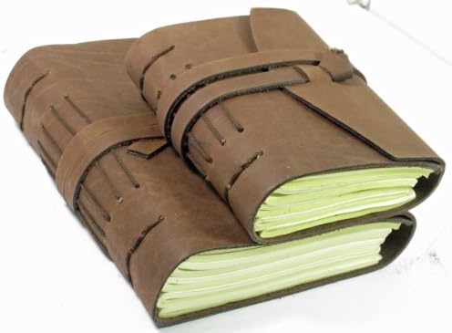 Pair of Handmade Leather Tri-fold Journal Sketchbook Size A5 &amp; A6
