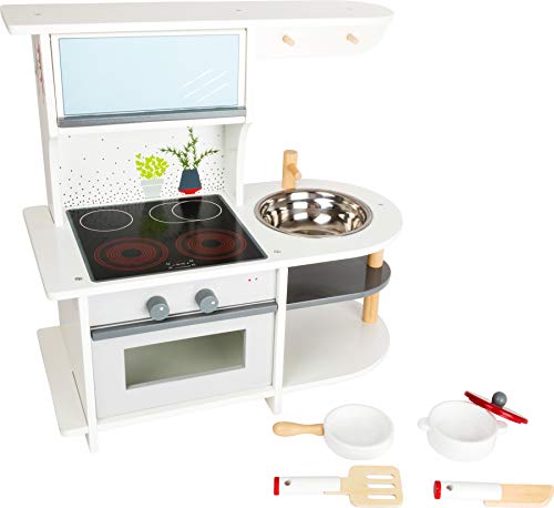 small foot Kinderküche "Grazil" mit Backofen, Pfanne, Kochtopf, Küchenhelfern und Waschbecken, ab 3 Jahren, 11159, 45 x 22 x 42 cm – Bild 3