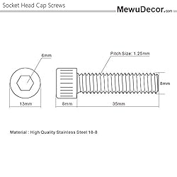 M8-1.25 x 35mm Socket Head Cap Screws Bolts, Allen