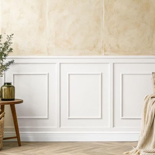 JSIWOTH Kit de Molduras de Pared 3 Sets 40 x 60 cm, Molduras para Pared Pre Cortadas, Paneles Decorativos Estilo Marco para DIY Revestimiento de Pared Interior, Blanco (Requiere adhesivo)