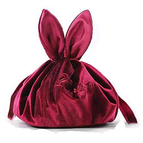 Lazy Cosmetic Bag Drawstring Velvet Makeup Bag Travel Cosmetic Bag Portable Travel Makeup Pouch Magic Toiletry Bag for Women’s Girls (Wine Red)