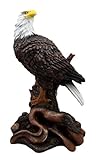 Ebros Wildlife Patriotic Bald Eagle On Tree Branch Statue Wings Of Glory Eagle Decorative Figurine 10.25