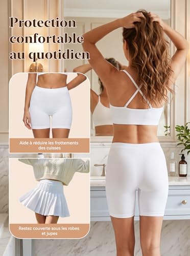 LOFIR Anti-Friction Thigh Shorts: Women's Boxer Shorts without Seams High Waist for Cycling Skirt Leggings Yoga Pack of 3