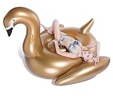 Jasonwell Giant Inflatable Golden Swan Pool Float Inflatable Party Float Toy with Rapid Valves Summer Outdoor Swimming Pool Lounge Raft Decorations Toys for Adults &amp; Kids 75x 67 x 51.2-Inch (Toy)