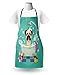 Lunarable Nursery Apron, Pug Dog in Bathtub Grooming Salon Service Shampoo Rubber Duck Pets in Cartoon Style Image, Unisex Kitchen Bib Apron with Adjustable Neck for Cooking Baking Gardening, Teal