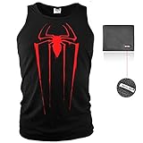 BELLO TUTTI Men's Slim Red Spider Black Sleeveless Shirts Tops