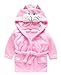 Toddler Kids Cartoon Hooded Plush Robe Animal Pajamas Fleece Bathrobe Children Sleepwear (3T, Cat)