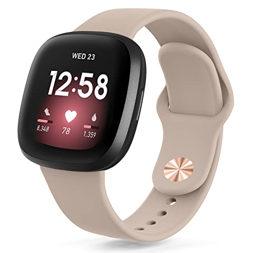 For Versa 3/4/Sense Strap - Soft Silicone Adjustable Replacement Strap for Women & Men (Cream) — image 1