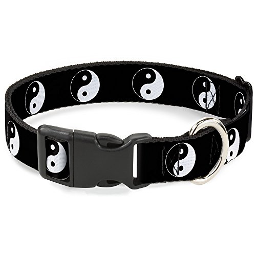 Buckle Down Plastic Clip Collar - Yin Yang Symbol Black/White - 1