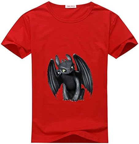 ANyShopping Cool How to Train Your Dragon Toothless girl's Crew Neck Tee shirt Red S(8-10Y,Chest:80cm)
