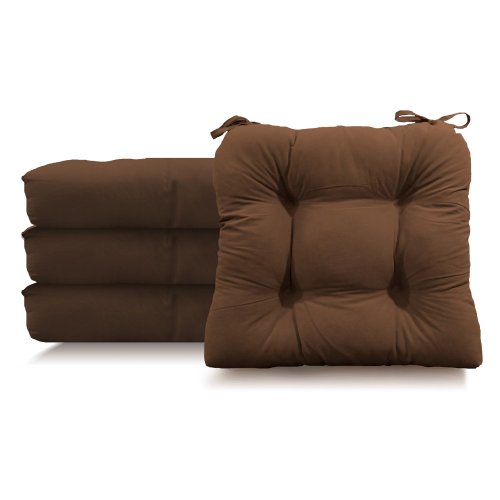 Essentials Micro Fiber Chair Pad, Chocolate, 4 Piece