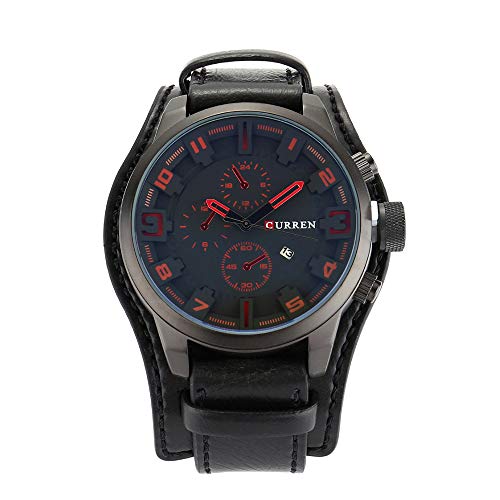 Reloj de pulsera de cuarzo para hombre Curren con calendario, correa de piel
