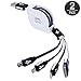 (2 Pack)Multi Charging Cable,ANSOTT 3.3FT Retracrable 4 in 1 Multi Charger Cable Charger Cord with 30 Pin/8 Pin Lighting/Micro/Mini USB for iPad,iPhone,Andriod,Samsung and More(Black+White)