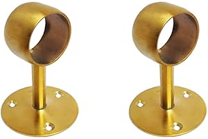 NELXULAS Golden Brushed Stainless Steel Heavy Duty Closet Rod,Curtain Rod End Supports Socket, Flange Rod Holder Closet Pole with Matching Screws (1-1/2 INCH)