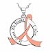 Fight Like a Girl It Came. We Fought. I Won. Awareness Ribbon Survivor Necklace for Uterine Cancer, Endometrial Cancer - Peach