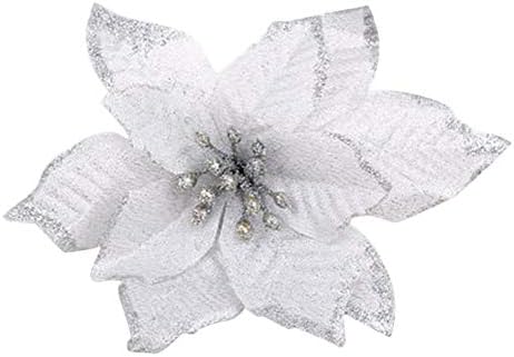 8 Pcs 13cm Christmas Tree Decorative Silk Flower, Simulation Flower Christmas Decoration for Shop Window Mall Hotel Home Wedding Wall Christmas Festival Ornaments