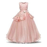 NNJXD Girl Sleeveless Embroidery Princess Pageant Dresses Kids Prom Ball Gown Size (120) 4-5 Years Pink