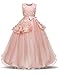 NNJXD Girl Sleeveless Embroidery Princess Pageant Dresses Kids Prom Ball Gown Size (130) 6-7 Years Pink