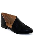 RF ROOM OF FASHION Women's Almond Toe Open Shank Slip On Loafers - Western Inspired Stacked Heel Shoes - Vegan Low Heel Flats