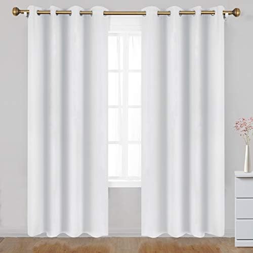 BYSURE Greyish White Blackout Curtains 52 X 96 Inch Long Set of 2 Panels Room Darkening Bedroom Curtains/Drapes, Thermal Grommet Insulated Window Curtains for Living Room