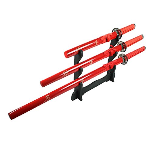 G8DS® 3er Samurai Schwerter Set 'RED' inkl. Schwertständer Katana