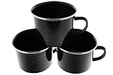 16 oz Durable Metal Camping Mug with Black Speckled Enamel Finish - 3 Pack - By Direct 2 Boater