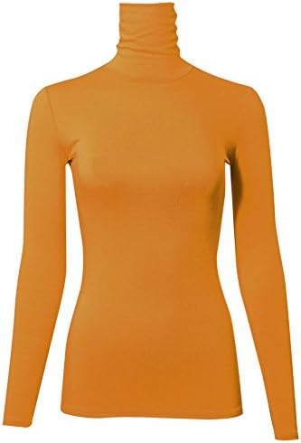 PINMUSE Women's Long Sleeve Turle Neck Top Sweater Made In USA Mustard L