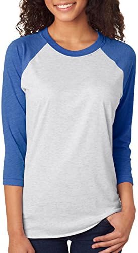 トップス OVER SIZED RAGLAN SLEEVE PULLOVER 2 Next Level Unisex 3/4-Sleeve Raglan T-Shirt, Purple Rush/HTHR Wht