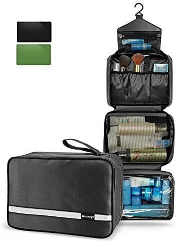 Maxchange Hanging Toiletry Bag | Compact Travel Toiletry Bag for Men/Women | Foldable Mens Hygiene Bag with 4 Compartments| Waterproof Travel Bathroom Bag.(Black)