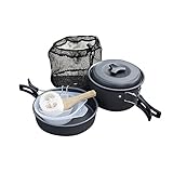 Camping Cookware, Camping Equiment with 9pcs Lightweight Aluminium